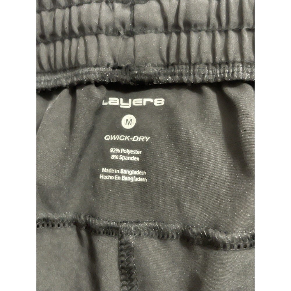 Men's Black Jogger Pants Size Medium Stretch Athletic Zip Pockets Casual Wear - Picture 4 of 4